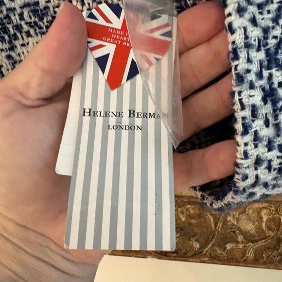 Helene Berman London Navy White Tweed Double Breasted Boucle Blazer Jacket M NWT - Picture 9 of 14